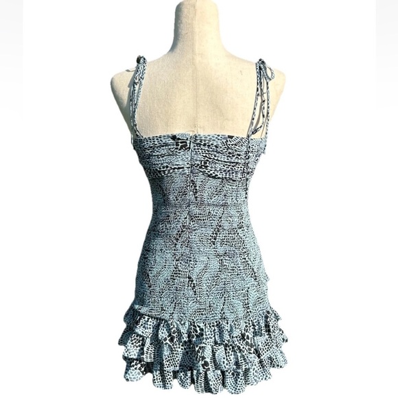 Cinq à Sept Edna Mini Rain Cloud Multi Tie-Strap Ruffle Hem Smocked Dress Size 6 - Picture 5 of 7